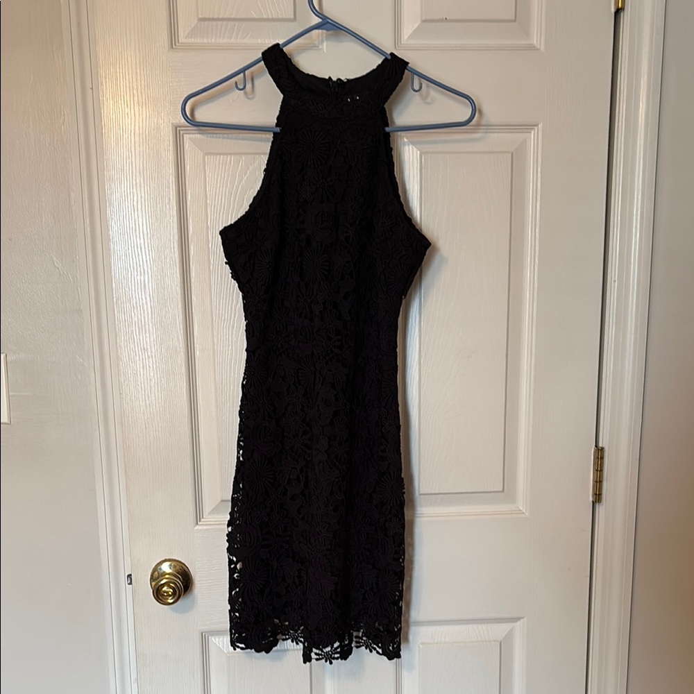 Lulu's Black Sleeveless Halter Sheath Dress